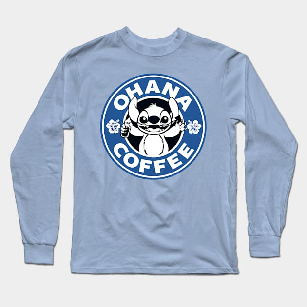 Ohana Coffee - Blue Version Long Sleeve T-Shirt by Ellador